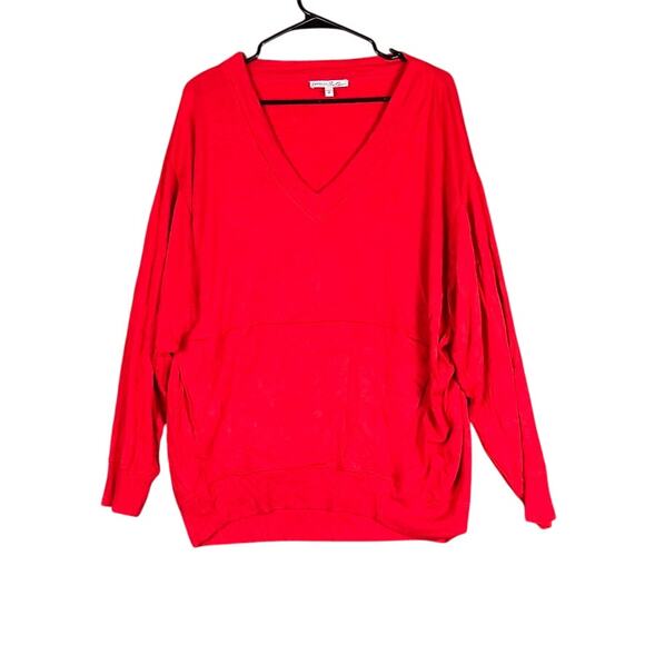 Express 111 Womens Sweater Red V Neck Long Sleeve Relaxed Rayon Blend Small - Picture 1 of 12
